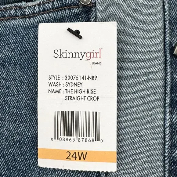 NWT Skinnygirl Plus Sydney Two-Tone Studded Cropped Straight Jean Size 24W 3X - Picture 11 of 16